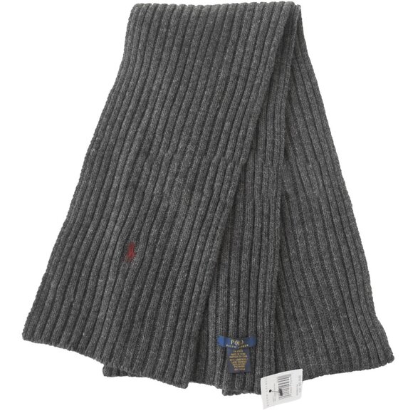 NEW Polo Ralph Lauren Ribbed Scarf! Navy Tan Red Black Gray Polo Player Wool - Picture 4 of 5